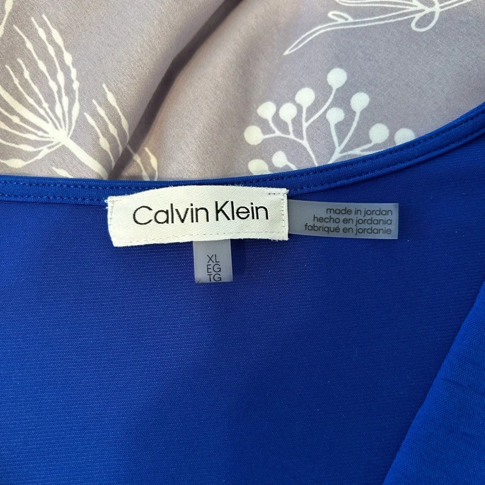 Calvin Klein Blue V-Neck Blouse - Picture 3 of 5
